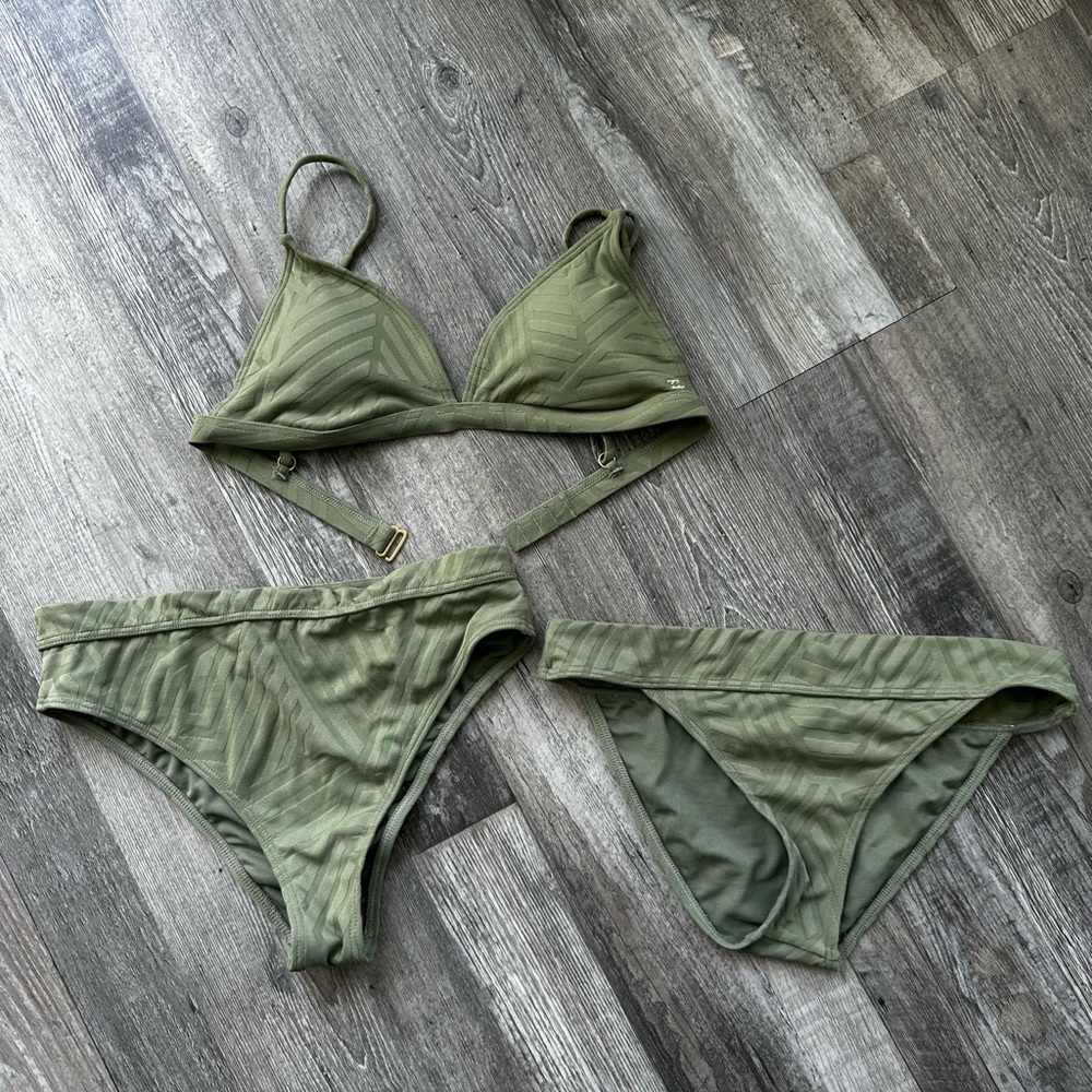 Billabong Green Bikini Set with Triangle Top and 2 different bottom styles